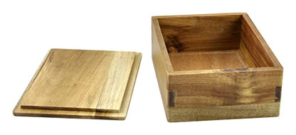 Wooden Storage Box with Lid, Stash Box, Keepsake Chest to Organize Jewelry, Coins, Cards, Small Treasure, Handmade Natural Acacia Decorative Crate, Brown- 8 x 6 x 3 inches - size: 8 x 6 x 3 inch