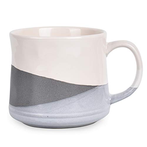 Bosmarlin Large Stoneware Coffee Mug, Big Tea Cup for Office and Home, 21 Oz, Dishwasher and Microwave Safe, 1 PCS (Geometry-Grey) - color: Geometry-Grey