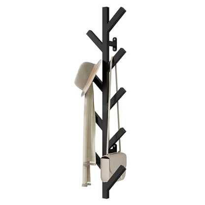 Prywot Vertical Hat Rack, Metal Coat Rack Wall Mounted, Black, 37.8" | 9 Hooks, Space-saving wall-mounted design, for Hats, Jackets, Coats, and Bags - Suitable for Entryways and Bedrooms - color: Black