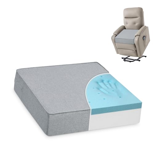 Shinnwa Gel Memory Foam Recliner Cushion for Elderly, Extra Large Seat Cushion, Dual-Layer Foam Chair Pad for Couch, Armchair, Wicker Chairs, Floor, 18 × 18 × 4in, Light Gray - color: Light Gray, size: 18 × 18 × 4in