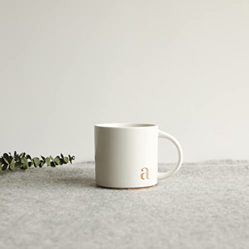 COLLECTIVE HOME Ceramic Coffee Mug, 15 oz Monogram Cup with Gift Box(a) | Dishwasher Safe, Engraved Gold Letter , Personalized Housewarming Birthday Present, Christmas Thanksgiving Mothers Day Gifts - color: gold-a