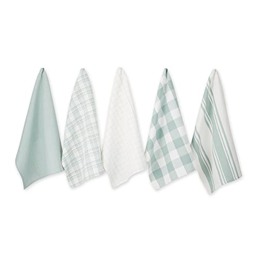 DII Basic Kitchen Large Cotton Dishtowel Set of 5, 18x28, Jadeite - color: Jadeite
