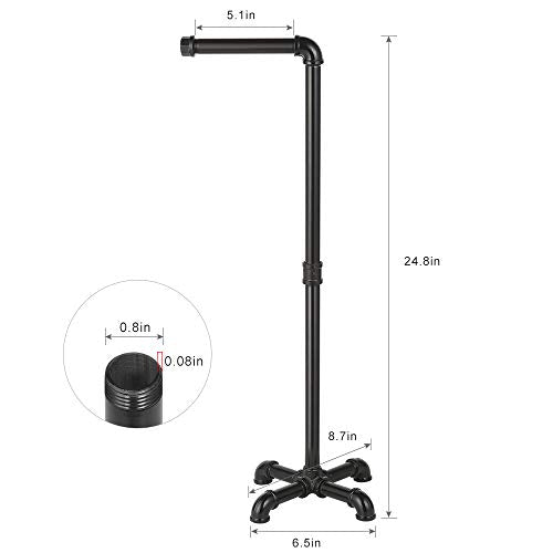 MOOACE Toilet Paper Holder Stand, Free Standing Bathroom Tissue Roll Holder | Heavy Duty & Industrial, Rustproof Paper Roll Dispenser Rack with Storage, Matte Black