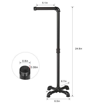MOOACE Toilet Paper Holder Stand, Free Standing Bathroom Tissue Roll Holder | Heavy Duty & Industrial, Rustproof Paper Roll Dispenser Rack with Storage, Matte Black
