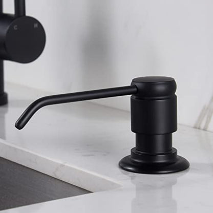 Gagal Soap Dispenser (Matte Black) and Extension Tube Kit for Kitchen Sink, Complete Brass Pump with 40" Silicone Tube Connect to The Bottle Directly, Say Goodbye to Frequent Refills - color: Matte Black