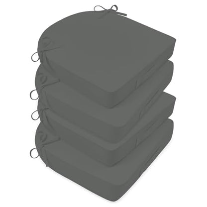 Basic Beyond Outdoor Cushions for Patio Furniture: Waterproof & UV Resistant Outdoor Chair Cushions Set of 4-19 x 19 x 3 Inch Thick Patio Chair Cushions with Adjustable Ties & Handle, Dark Grey - color: Dark Grey