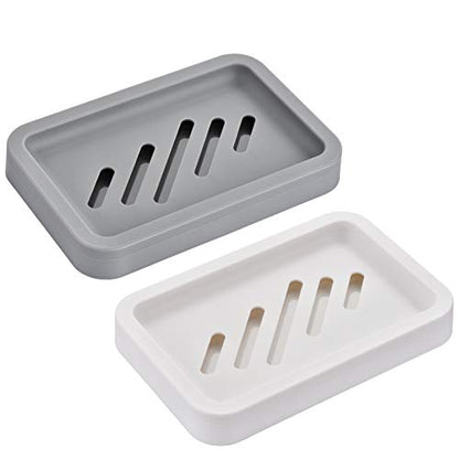 2PCS Draining Soap Dishes, Dishwashing Sponge Holder with Water Tray | Dishwashing Sponge Soap Holder with Water Tray,Keep the Place Dry,Easy to Clean Soap Cases, Suitable for Kitchen,Bathroom