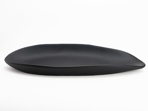 BANOMII Leaf Decorative Bowl for for Home Decor, 17.5'' Long Resin Bowl for Key Purse Candle, Decorative Tray for Kitchen Counter Entryway Console Dining Coffee Table Centerpiece, Black, Large - size: Large