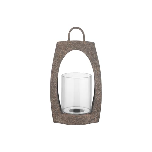 15" Twakutwaku Versatile Farmhouse Arch Metal Lantern in Rustic Brown with Handmade Thick Glass Candle Holder for Pillars & Plants, Hurricane Lantern, Glass Candlestick Holder, Glass Vase, Garden - color: Rustic Brown, size: 8"x15"