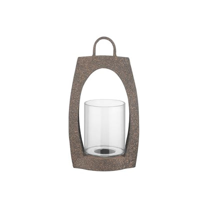 15" Twakutwaku Versatile Farmhouse Arch Metal Lantern in Rustic Brown with Handmade Thick Glass Candle Holder for Pillars & Plants, Hurricane Lantern, Glass Candlestick Holder, Glass Vase, Garden - color: Rustic Brown, size: 8"x15"