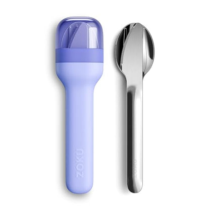 Zoku Pocket Utensil Set Stainless Steel Fork, Knife, and Spoon in Case Blue - color: Blue