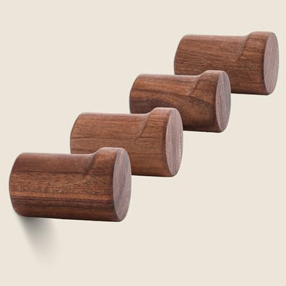 Wall Hooks for Hanging, 4 Pack Rustic Towel Hooks Coat Hooks Wall Mounted, Wood Small and Single Pegs for Hats, Clothes, Bags and Keys