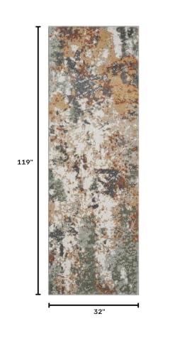 Keen Home Design Abstract Non-Shedding Runner Rug, Soft Thick Pile, 2x10 | Polypropylene High Pile, Jute Back; Ideal For Hallway, Bedside, Landing, Home Office - color: Skies Green, size: 2'8" x 9'11" (Runner)