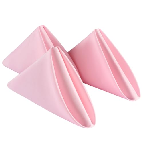 VidaFete Pink Cloth Napkin, 17 x 17 Inch Polyester Napkins Set of 12 | Polyester Napkins Cloth Reusable & Wrinkle-Resistant Dinner Napkins for Weddings, Banquets, Parties, Hotels and Restaurants - color: Pink, size: 17" x 17" (Set of 12)