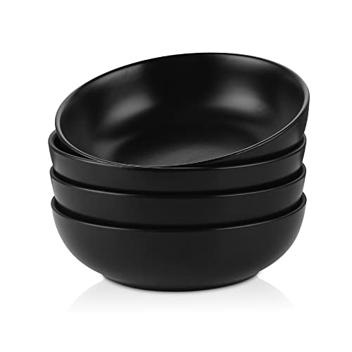 Selamica Ceramic Pasta Bowls 50 OZ, Large Salad Bowls for pasta, Matte Black - color: Matte Black, size: 8.6 Inch