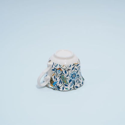 Bone China Tea Cup and Saucer Set with Spoon，Elegant Floral Tea Cup Set (7 oz)，British Coffee Latte Mug - color: flower-B01