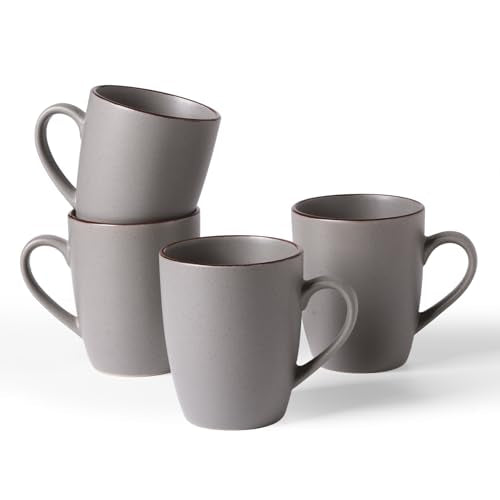 famiware Venus Coffee Mugs Set of 4, 13 oz Ceramic Stoneware Mug Cup Set | Coffee Mug with Handle for Tea, Latte, Cappuccino, Cocoa, Milk, Microwave and Dishwasher Safe, Dark Grey - color: Dark Gray, size: 4pcs