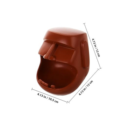VOSAREA Moai, Statue Resin Decorative Key Holder Tray and Candy Dish with Jewelry Storage Function Brown Novelty Bowl for Entryway for Porches and Balconies
