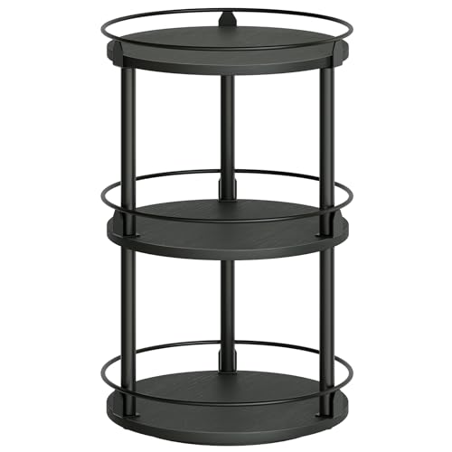 3-Tier Lazy Susan Organizer, Rotating Spice Rack, Spinning Organizer, Industrial Turntable Spice Rack Organizer for Cabinet, Kitchen Countertop, Pantry, Black SR23BK - color: Black, size: 10.2"L x 10.2"W x 18"H