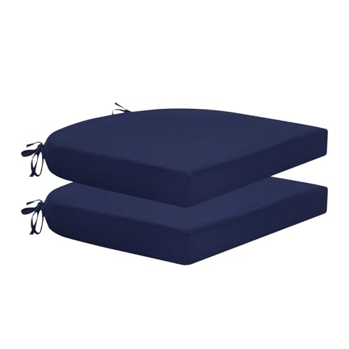 HARBOREST Outdoor Chair Cushions Set of 2, Water Resistant Patio Chair Cushions with Ties, Outdoor Seat Cushions for Patio Furniture, 17"x16"x2", Navy - color: Navy, size: 17"x16"x2" (2 Pack)