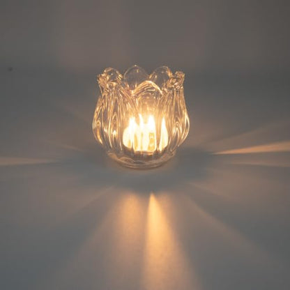 Votive Glass Tealight Candle Holders, Candles Not Included (Transparent Tulip-12 Pcs) - color: Transparent Tulip-12 Pcs