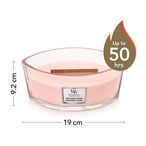 WoodWick Ellipse Scented Candle with Crackling Wick | Pressed Blooms & Patchouli | Up to 50 Hours Burn Time - color: Pressed Blooms, style: ELLIPSE