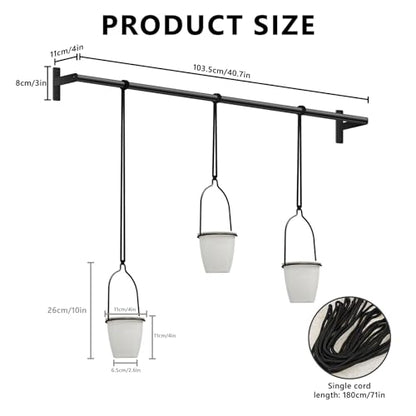 1 Adjustable-Width Hanging Plant Hanger Set Window Sill Hook-Mounted Plant Display Rack Set Indoor Herb Garden Plant Rack Includes 3 White Plant Pots Suitable for Windowsills, Ceilings, and Balconies
