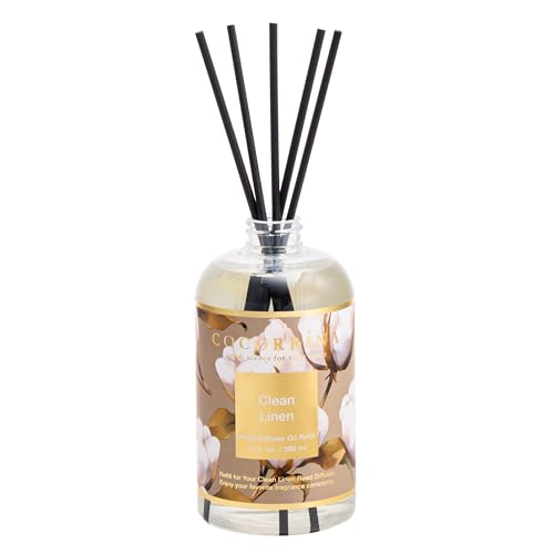 Reed Diffuser Refill Clean Linen 17oz (500ml) with 8 Rattan Sticks - Premium Long-Lasting Scented Oil, Home Fragrance for Bedroom, Bathroom Home Decor - size: 17 Fl Oz (Pack of 1)