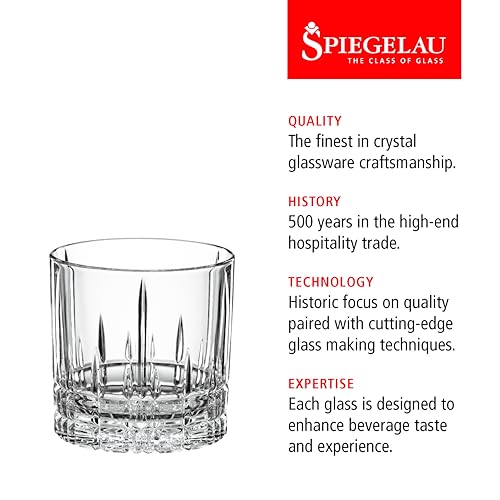 Spiegelau Perfect Serve Single Old Fashioned Glass Set of 4 - Lowball Cocktail Glasses, European-Made Crystal, Dishwasher Safe, Professional Quality Cocktail Glass Gift Set - 9.5 oz - style: S.O.F.