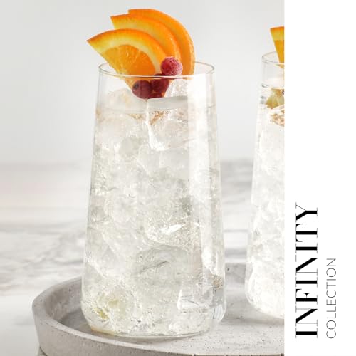 Krosno Water Glasses Set of 4, 20.3 oz, Infinity Collection | Highball Drinking Glasses, Lead-Free Crystal Glassware, Tapered Juice Glasses, Water Coctails Glass Set, Dishwasher Safe - size: Water 20 fl-oz (Set of 4)