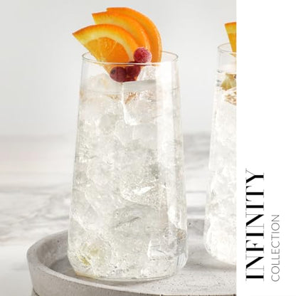 Krosno Water Glasses Set of 4, 20.3 oz, Infinity Collection | Highball Drinking Glasses, Lead-Free Crystal Glassware, Tapered Juice Glasses, Water Coctails Glass Set, Dishwasher Safe - size: Water 20 fl-oz (Set of 4)