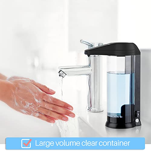 Secura 17oz Automatic Liquid Soap Dispenser, Touchless Battery Operated Hand Soap Dispenser with Adjustable Soap Dispensing Volume Control Dial, Personal Care Dispenser (Black) - color: Black, size: 500ml
