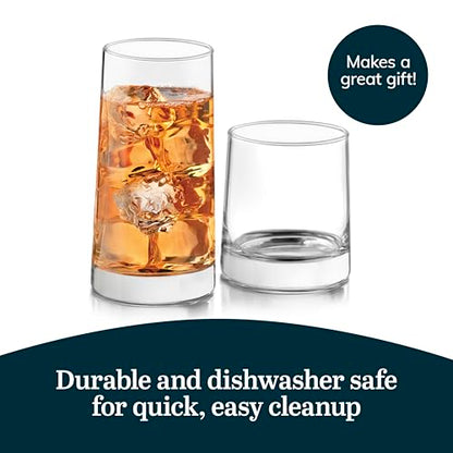Libbey Cabos 16-Piece Rocks and Tumbler Glasses Set, Angled Glass Cups Set for Water, Juices, and More, Dishwasher-Safe Modern Glassware - color: 08 - Cabos