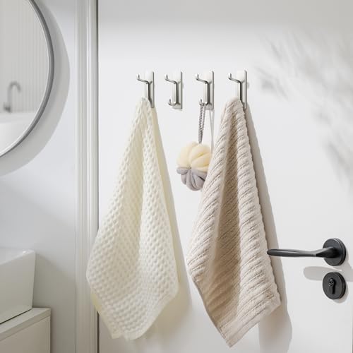 pickpiff 13LB Strong Stick-on Hooks for Coat & Towel, Brushed Nickel 4 Pack - color: Brushed Nickel, size: 4 Pack