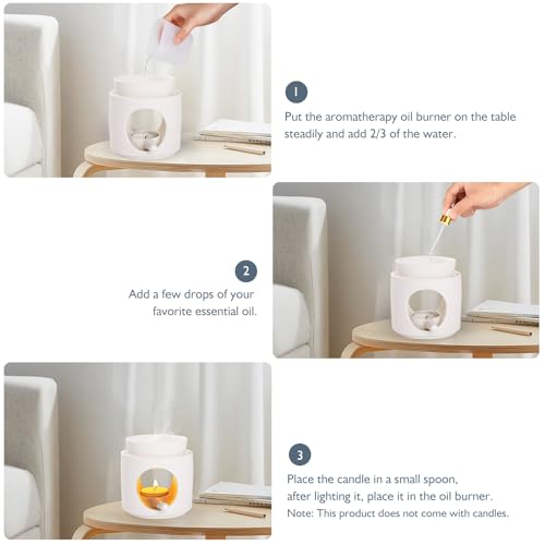 WD&CD Wax Melt Ceramic Oil Burner White, Aroma Diffuser Essential Oil Burner Aromatherapy Wax Burner with Tealight Holder, Home Bedroom Decor - color: White