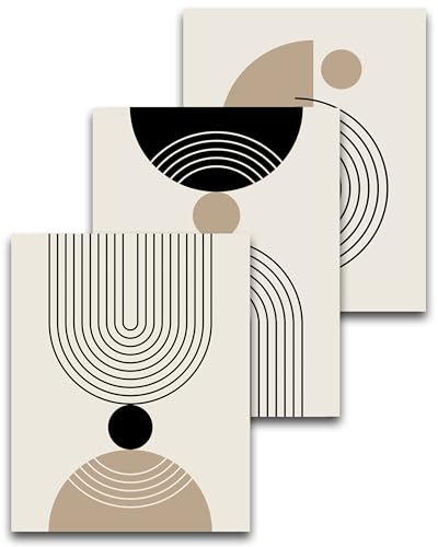 HesenDot Unframed Abstract Geometric Line Wall Art Set of 3, 12x16in | Boho Mid Century Canvas Prints, Modern Arch Posters, Neutral Minimalist Wall Decor for Living Room Bedroom Bathroom Study - color: Unframed Boho Line