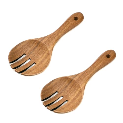 MY MIRONEY 2PCS Acacia Salad Forks | Wooden Salad Server 7.48" Wood Claws for Serving, Mixing, Cooking