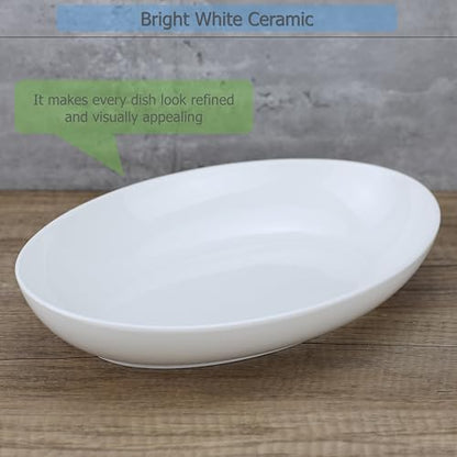 EIKS Ceramic Deep Plates Oval Shaped Dishes, Size of L8.1 x W5.7 | For Serving Fish, Seafood, Appetizers, Salad, Snack in Home, Dinner, Entertaining Party - size: S Size (L8.1" x W5.7")