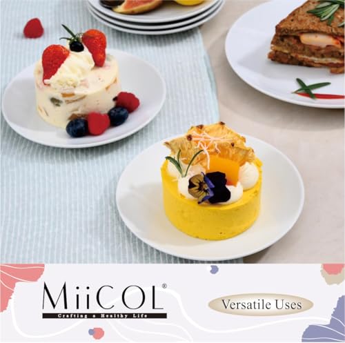 Miicol Ceramic White Appetizer & Dessert Plates Bundle, 6" and 8" Porcelain Serving Set of 12