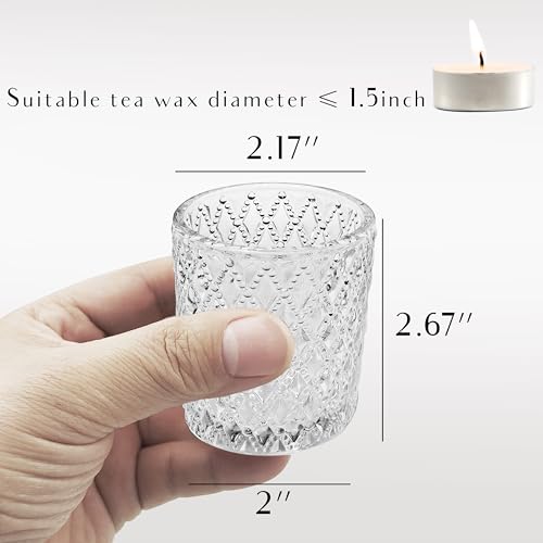 Clear Votive Candle Holders, 3 Patterns 24 pcs Glass Tealight Candle Holders for Christmas Wedding Table Centerpiece Birthday Party - color: Clear 3