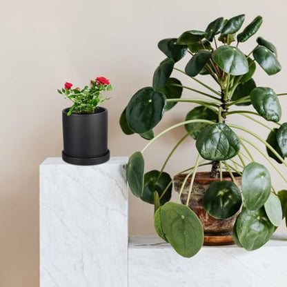 Kisangel Ceramic Planter Pot with Drainage and Matching Saucer Indoor Flower Pot for Succulents and Green Plants Modern Nordic Style Decor for Home Office Cafe and Smooth Finish