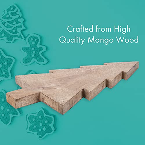 Mary Square Natural Brown Christmas Tree 17.25 x 9.5 Mango Wood Christmas Cheese Cutting Board - style: Large Christmas Tree