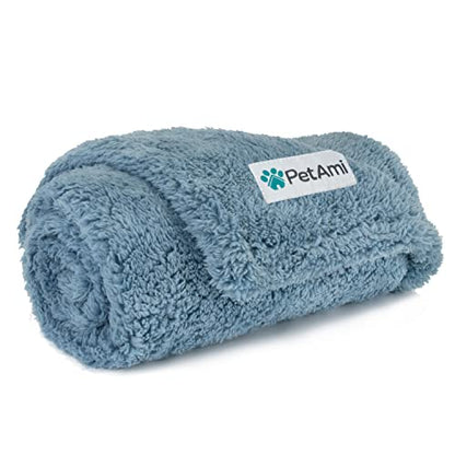 PetAmi Fluffy Sherpa Waterproof Dog Blanket for Medium Pet Cat 29x40, Blue - color: Dusty Blue, size: Medium (29x40)