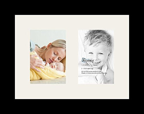 ArtToFrames Collage Photo Frame Single Mat with 2-3.5x5 Openings and Satin Black Frame. - color: 2 - 3.5x5 - (2366)