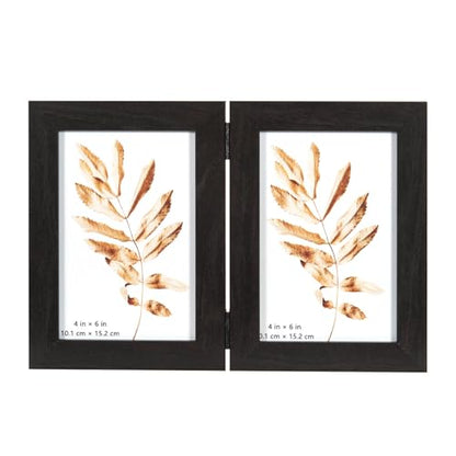 Black Double Photo Picture Frame 6 x 4, Holds 2 Standard Photographs, Freestanding, Twin Hinged 6x4 10 x 15 cm Picture Frames，Glass Front Stand Vertical on Desktop - color: Black, size: 2x46