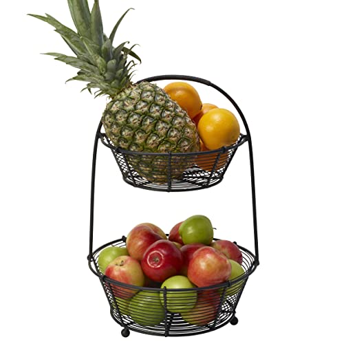 Gourmet Basics by Mikasa Tulsa Fruit Metal Storage Basket, 2-Tier - style: Tulsa