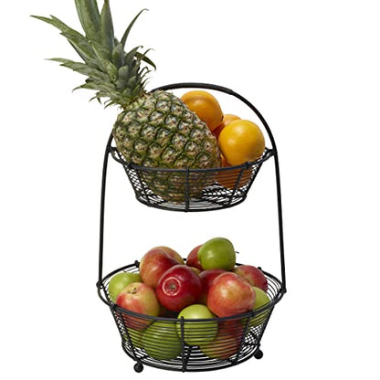 Gourmet Basics by Mikasa Tulsa Fruit Metal Storage Basket, 2-Tier - style: Tulsa