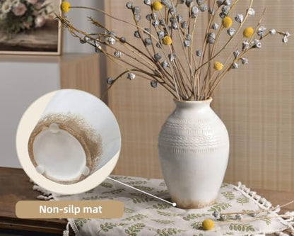 9.3 Inch Ceramic Rustic Flower Vase, White Boho Framhouse Vases Home Decor - color: 9.3 Inch-white
