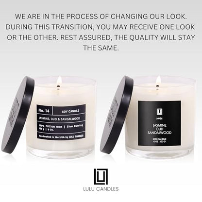 Lulu Candles | Jasmine, Oud & Sandalwood |Luxury Scented Soy Jar Candle | Hand Poured in The USA | Highly Scented & Long Lasting (6 Oz. 2 Pack) - size: 6 Oz. 2 Pack