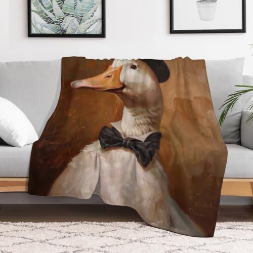 Gentleman Duck 02 Flannel Blankets Fleece Soft Throw Lightweight Plush Gifts for Couch, Bed, Cozy Sofa Plush, Chair, Lovers 60x80in(150x200cm) - color: Style-28, size: 60x80in(150x200cm)